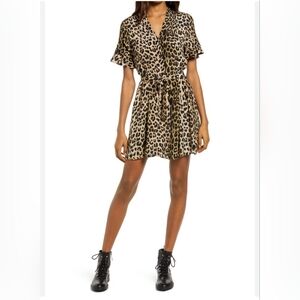 Allsaints "Fay" Leopard Print Tie Waist Dress. Size 2